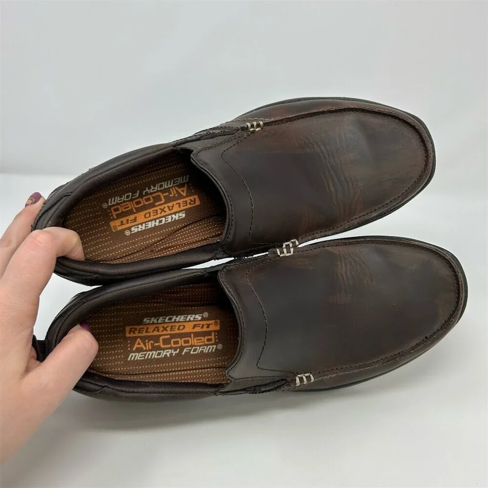 Skechers Harper Forde Men's Loafers Brown Slip-On Casual Shoes Relaxed Fit 9.5